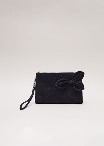 Phase Eight Suede Structured Bow Bags Navy USA | 8467210-OZ